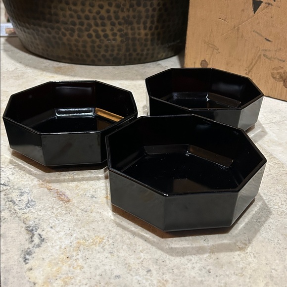 Set of 3 Vintage ARCOROC FRANCE Octime Black Glass Bowls, Octagon Modern Bowls - Picture 5 of 13